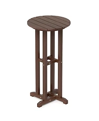Gymax 21.5'' Round Bar Table Patio Hdpe Bar Height Dining Table w/ Slatted Tabletop