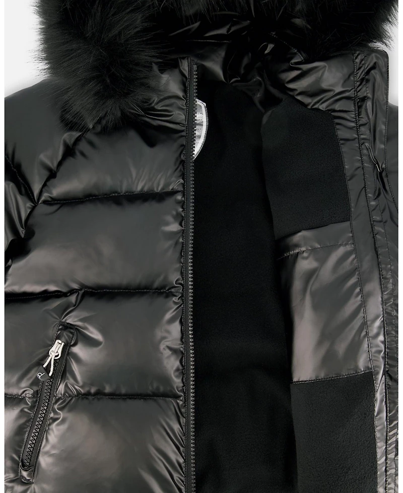 Deux par Big Boys Black Quilted Bomber-Style Winter Coat