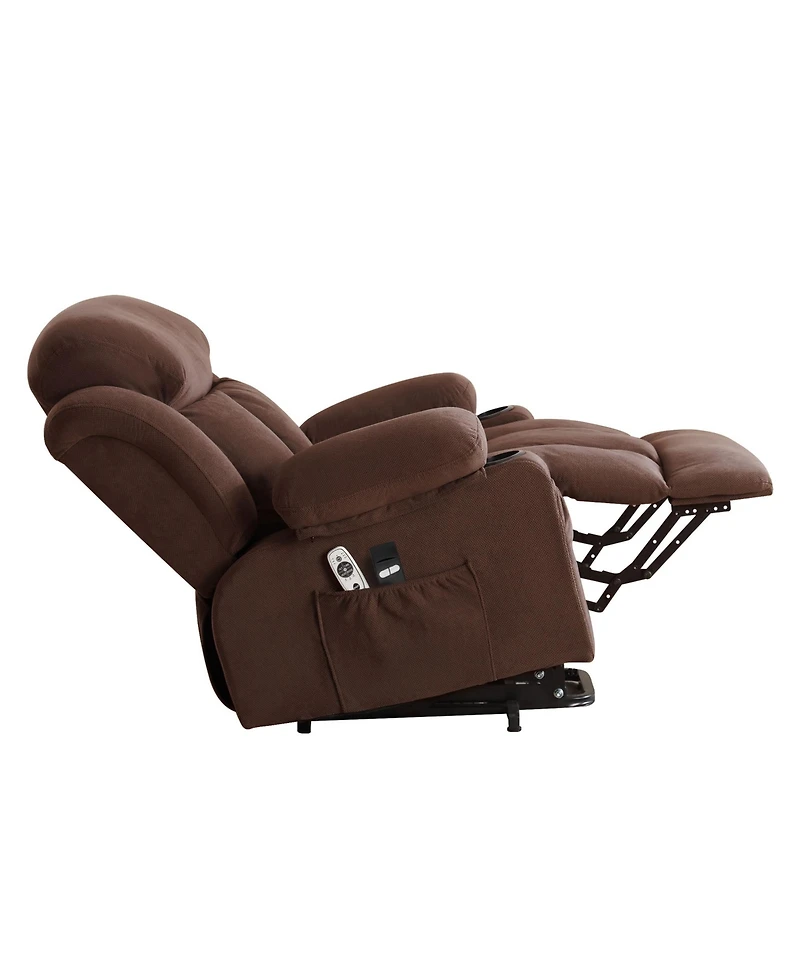 Power Lift Recliner Chair with Heat and Massage Electric Fabric Recliner Chair for Elderly with Side Pocket, Usb Charge Port, Remote Control for Livin