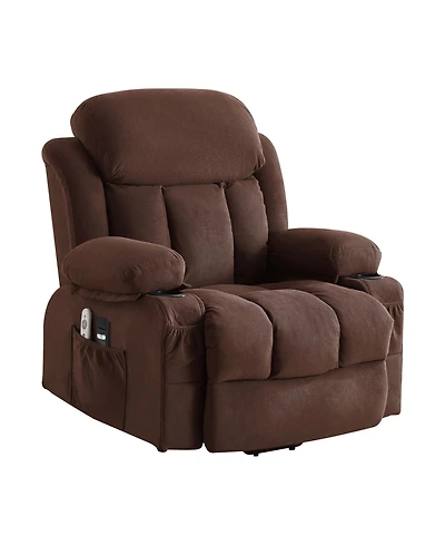 Power Lift Recliner Chair with Heat and Massage Electric Fabric Recliner Chair for Elderly with Side Pocket, Usb Charge Port, Remote Control for Livin