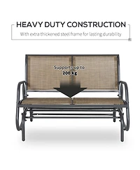 2-Person Outdoor Glider Bench, Patio Double Swing Rocking Chair Loveseat w/ Powder Coated Steel Frame for Backyard Garden Porch