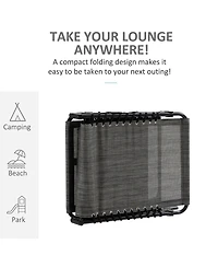 Flynama Reclining Chaise Lounge Chair, Portable Sun Lounger, Folding Camping Cot, with Adjustable Backrest and Removable Pillow, for Patio, Garden