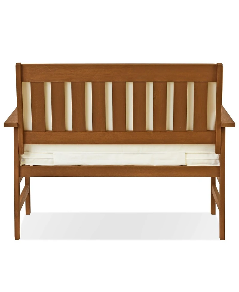 Homlux Outdoor Hardwood Patio Bench with Cushion, Weather-Resistant Teak Finish