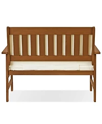 Homlux Outdoor Hardwood Patio Bench with Cushion, Weather-Resistant Teak Finish