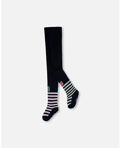 Deux par Girl Knit Tights Dark Blue - Toddler|Child