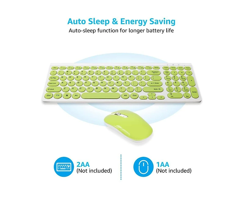 risokeys Wireless Keyboard and Mouse Combo, Wireless Usb Mouse and Computer Keyboard Set, Compact and Silent for Windows Laptop, Desktop