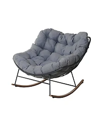 Mondawe Outdoor Rocking Chair,W/ 30° Swing Comfort & Thick Pillow Shaped Cushion,Outdoor Durability