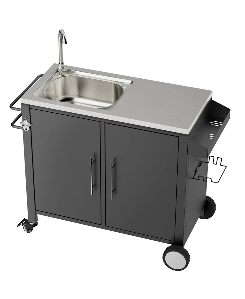 Streamdale Furniture Outdoor Grill Table with Sink & Cabinet