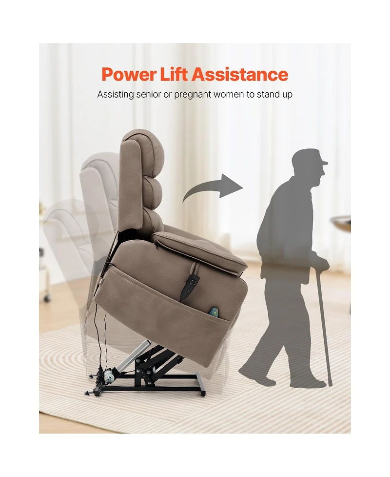 Slickblue Dual Motor Power Recliner Sofa with Massage, Heat, Cup Holders, and Wireless Charging