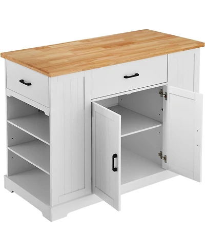 Kitchen Serving Cart with Drawer and Shelves, Mobile Storage Cabinet for Daily Use