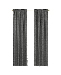 Kate Aurora Contemporary Geometric Shabby Diamond Clipped Rod Pocket Single Window Curtain Panel