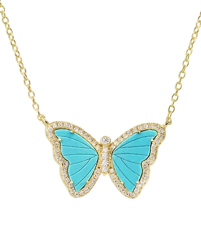 Kamaria Butterfly Necklace with Turquoise 14k Gold Plated Sterling Silver