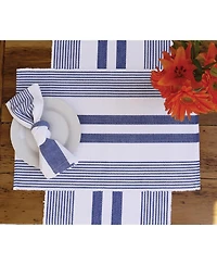 18" x 18" Blue & White Cotton Reversible 4th of July Patriotic Woven Reversible Napkin Set of 6
