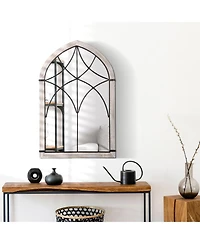 Homcom 36.5" x 23.5" Farmhouse Wall Mirror, Arch Window Mirror for Wall
