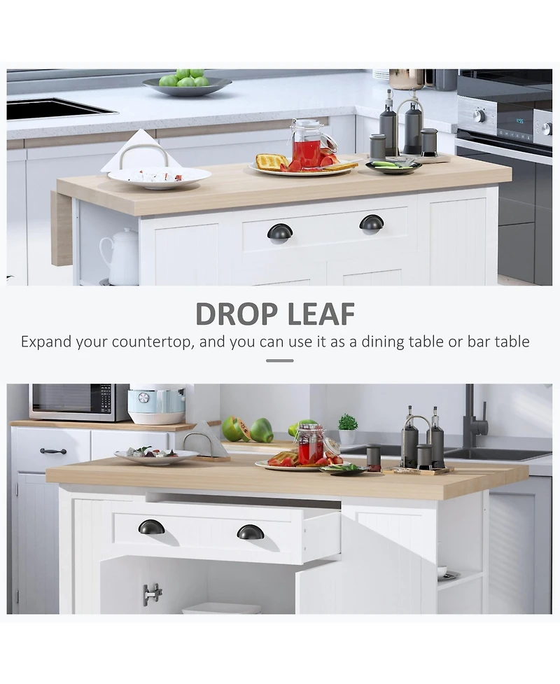Halifax North America White Kitchen Helper: Freestanding Island Table with Drop Leaf