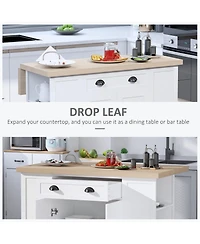 Halifax North America White Kitchen Helper: Freestanding Island Table with Drop Leaf