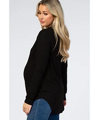 Pinkblush Maternity Black Long Sleeve Round Hem Textured Top