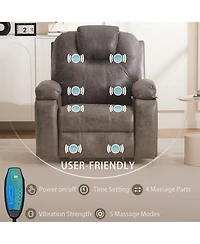 Flynama Power Lift Recliner Chair with Massage for Elderly, Overstuffed Wide Recliners, Heavy Duty and Safety Motion Reclining Mechanism