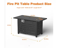 Zafro 43" 2-in-1 Fire Pit Table with Adjustable Flame, 50,000 Btu Smokeless Windproof Propane Heater, Durable Metal Frame, Csa Certified for Pati