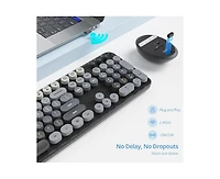 risokeys Wireless Keyboard and Mouse Set, Retro Typewriter, 2.4GHz Full Size 104-Key Cute Keyboard with Number Pad