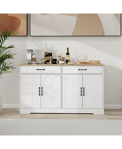 Casainc 55.91" Farmhouse Sideboard Buffet Cabinet with 2 Drawers and 4 Doors for Dining Storage