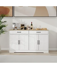 Casainc 55.91" Farmhouse Sideboard Buffet Cabinet with 2 Drawers and 4 Doors for Dining Storage