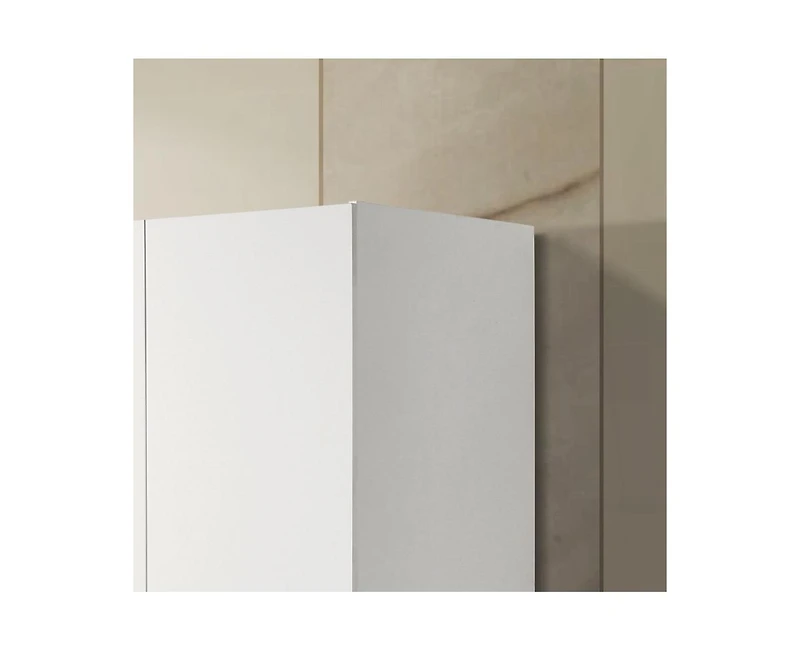 Homlux 29.5"W White Double Door Wardrobe with Shelf and Hanging Rod for Organized Living