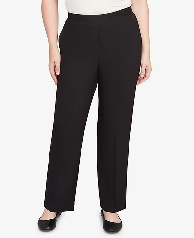 Alfred Dunner Women's Textured Pull On Elastic Medium Length Pants