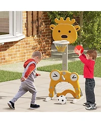 Gymax Toddler Basketball Hoop 4-in-1 Indoor/Outdoor Activity Center Sports Gift
