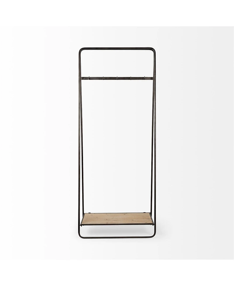 Slickblue Industrial Pipe Hall Tree with Metal Frame and Wood Shelves for Entryway Storage
