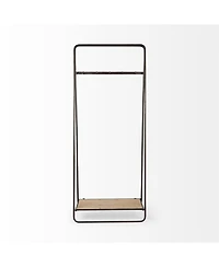 Slickblue Industrial Pipe Hall Tree with Metal Frame and Wood Shelves for Entryway Storage