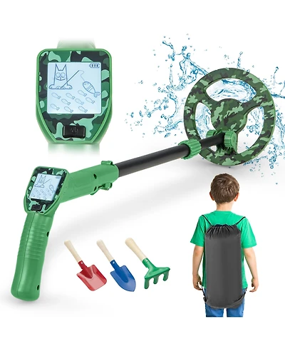 Gymax 24.5''-33.5'' Metal Detector for Kids with Lcd Display IP68 Waterproof