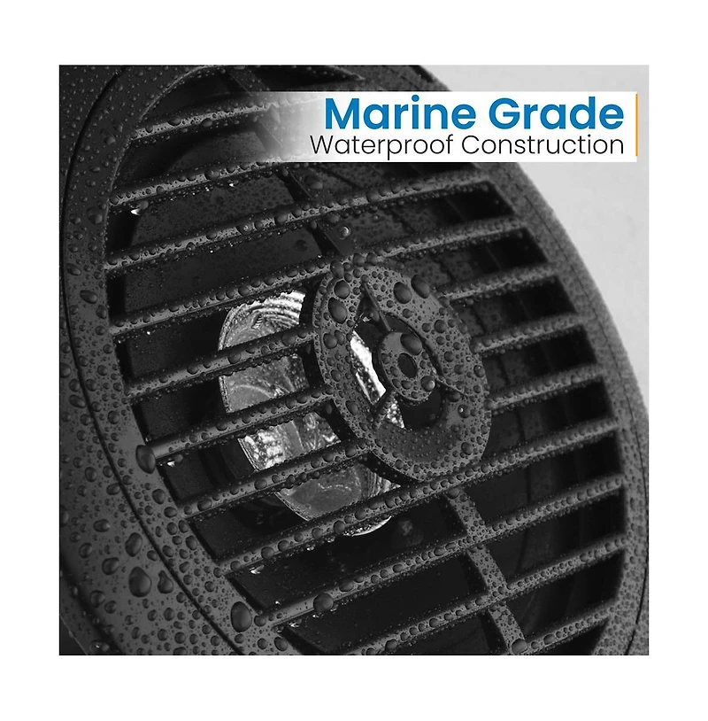 Pyle Dual 6.5'' Waterproof Marine Speakers, Full Range Stereo Sound, 120 Watt, Black