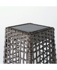 Mondawe Waist Drum Rattan Floor Lamp, Square Hollow Woven Design for Indoor/Outdoor Ambiance Lamp