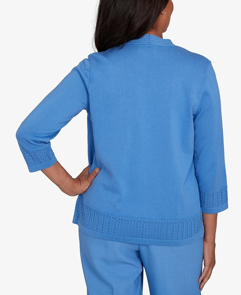 Alfred Dunner Women's Animal Two One Periwinkle Sweater