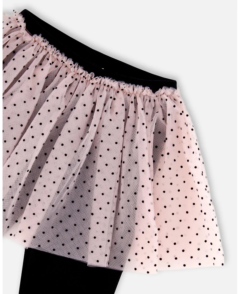 Deux par Girl Leggings with Tulle Skirt Pink and Black - Toddler|Child