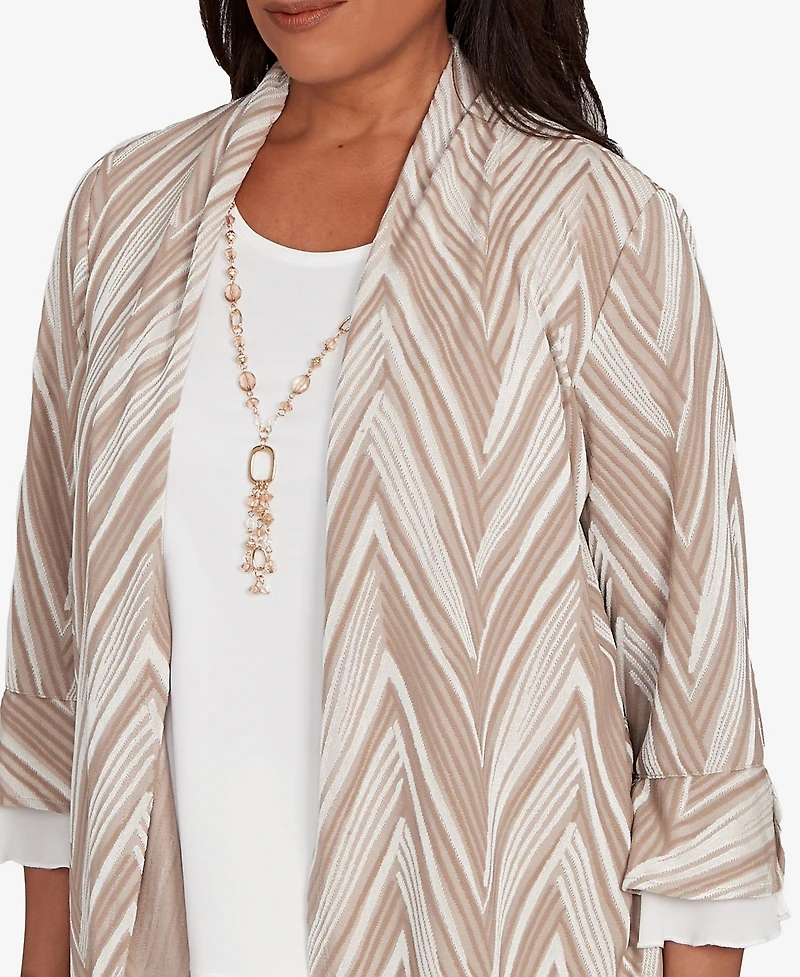 Alfred Dunner Women's Urban Legend Exploded Chevron Two One Top with Necklace