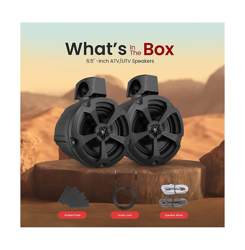 Pyle 6.5'' Water-Resistant Marine / Off-Road Speakers, Utv PowerSport System (1200W) Pair