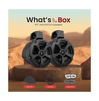Pyle 6.5'' Water-Resistant Marine / Off-Road Speakers, Utv PowerSport System (1200W) Pair