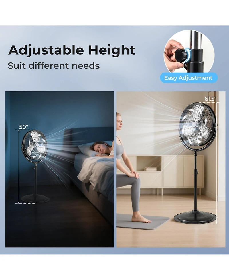Mecale 20 Inches High Velocity Pedestal Fan with 3 Speeds and Adjustable Height