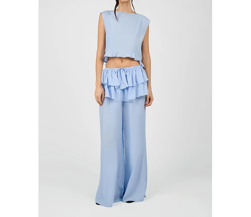 WeWoreWhat Women's Ruffle Waist Flare Pant
