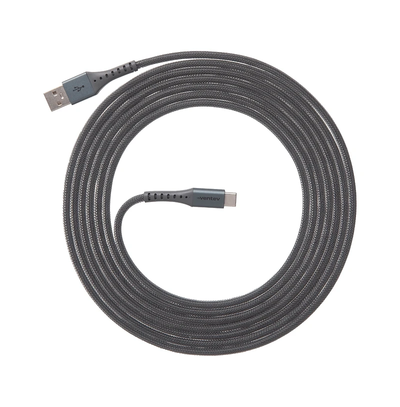 Ventev Alloy Usb A to Usb C High Speed Ultradurable 10 Foot Cable-Silver