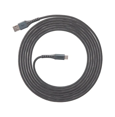 Ventev Alloy Usb A to Usb C High Speed Ultradurable 10 Foot Cable-Silver