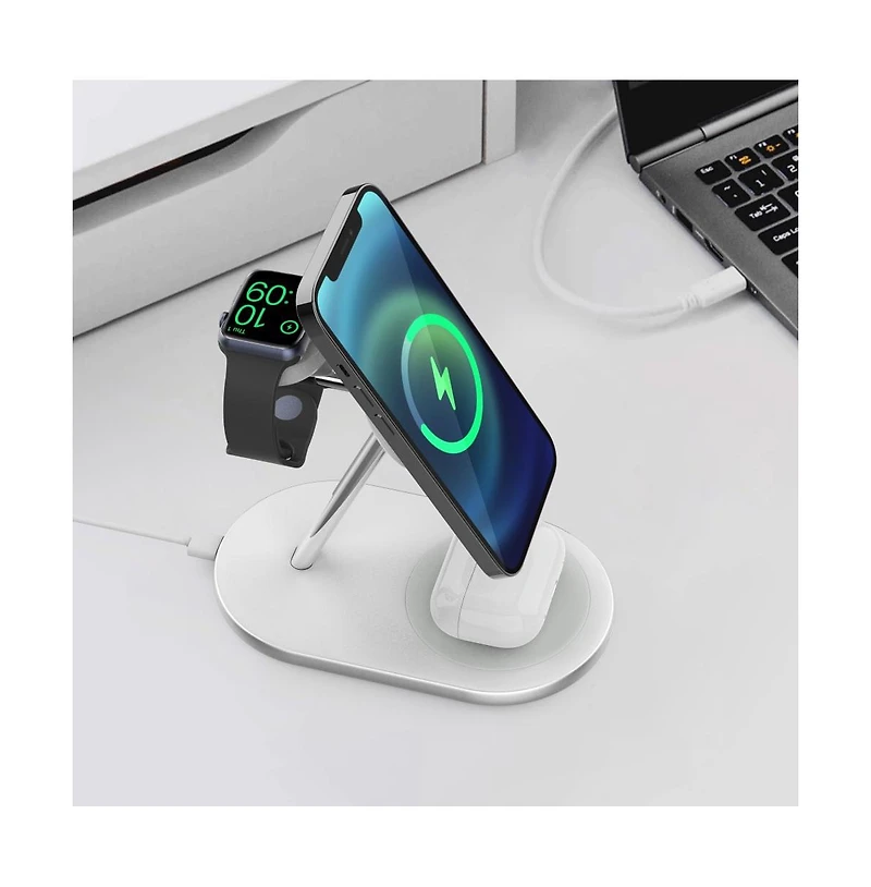 Ventev 15W Ultrafast 3 in 1 Wireless Charging Stand-White