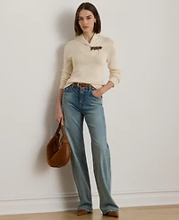 Lauren Ralph Women's Sabree Long Sleeve Buckle-Trim Sweater