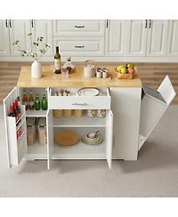 Streamdale Furniture Kitchen Island w/ Drawers & Trash Storage - White