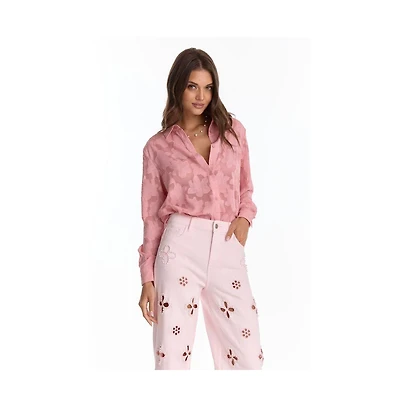 The Noli Shop Women's Stelle Button Up - Rose