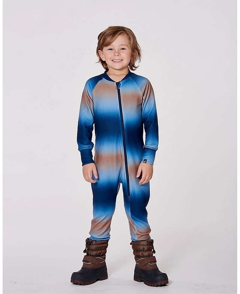 Deux par Baby Boy One-Piece Thermal Underwear Blue and Beige Gradient