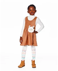 Deux par Toddler Girls Stretch Suede Effect Jumper Light Pecan Brown with Llama Bag - Toddler|Child