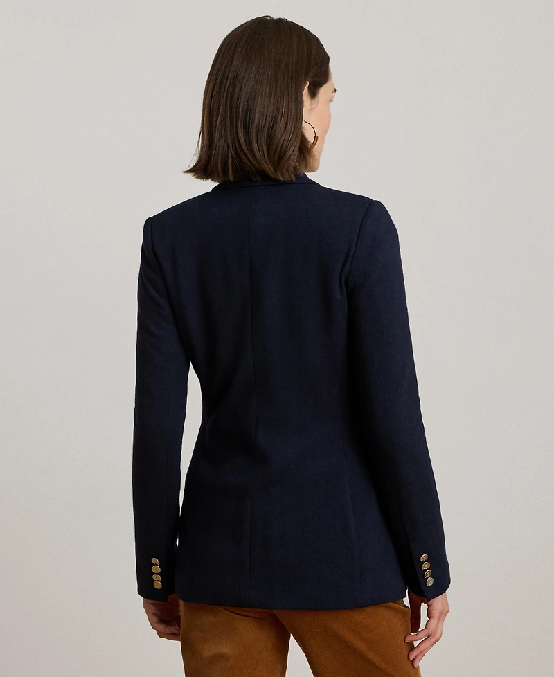 Lauren Ralph Women's Buckle-Trim Herringbone Jacquard Blazer
